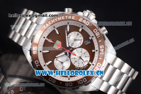 Tag Heuer Formula 1 Miyota Quartz Stainless Steel Case/Bracelet with Brown Dial and Stick Markers - Click Image to Close